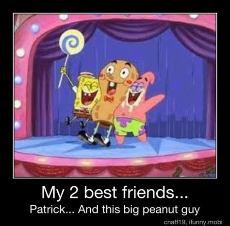 Patrick and this big peanut guy ! Spongebob Goofy Goober, Banana Topping, Spongebob Logic, Goofy Goober, Spongebob Pics, Party Boat, Spongebob Drawings, Funny Spongebob Memes, Spongebob Painting