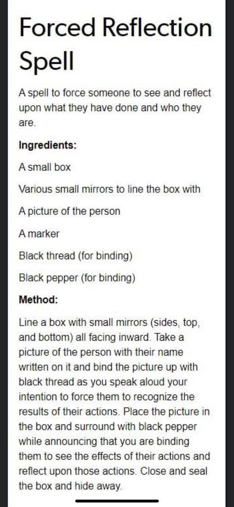 Spell To Hex Someone, Compact Mirror Spell, Spell To Make Someone See The Error Of Their Ways, Spells To Ruin Someones Life, Reflection Spells, Appear In Someones Dream Spell, Spells For Mean People, Spell To Protect Someone Else, Spell To Make Someone Apologize