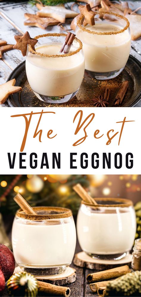 5-Minute Vegan Eggnog Recipe I homemade vegan eggnog I best vegan drinks I delicious holiday drinks recipe I festive vegan recipes I how to make vegan eggnog at home I tips for making eggnong at home I nut-free eggnog recipe I easy eggnog recipe I quick vegan eggnog recipe #veganrecipe #vegandrinks #eggnog Easy Eggnog Recipe, Eggnog Rezept, Vegan Eggnog Recipe, Dairy Free Egg Nog, Eggnog Recipe Homemade, Holiday Eggnog, Vegan Eggnog, Easy Eggnog, Drinks Recipe