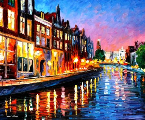 Leonid Afremov, Beautiful Oil Paintings, Leonid Afremov Paintings, Night Painting, Painting Wallpaper, Water Painting, Facebook Cover Photos, Beautiful Paintings, Oil Painting On Canvas