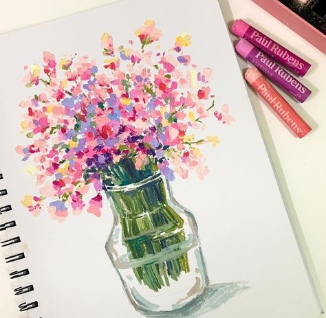 Crayon Art, Seni Pastel, Oil Pastels Painting, Oil Pastel Art, Oil Pastel Drawings, Seni Cat Air, Arte Inspo, Pastel Flowers, Art Inspiration Painting