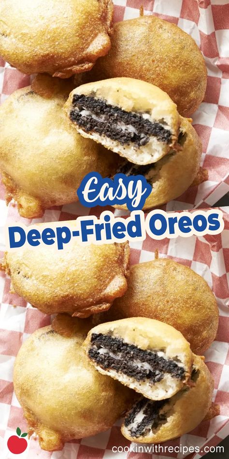 Fritter Batter Recipe, Fried Oreos Recipe, Deep Fried Oreo, Waffle Cone Recipe, Deep Fried Oreos, Oreo Cookie Recipes, Fried Dessert, Fried Oreos, Bisquick Recipes