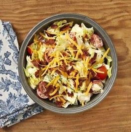 20 minutes · Gluten free · Serves 6 · This decadent Bacon Ranch Chopped Salad will satisfy the whole family. Whip it up as a side dish or starter to go with a steak dinner. Bacon Ranch Chopped Salad, Hamburger Salad, Steak Side Dishes, Ranch Salad, Chopped Salad Recipes, Fall Appetizers, Classic Salad, Juicy Steak, Summer Salad Recipes