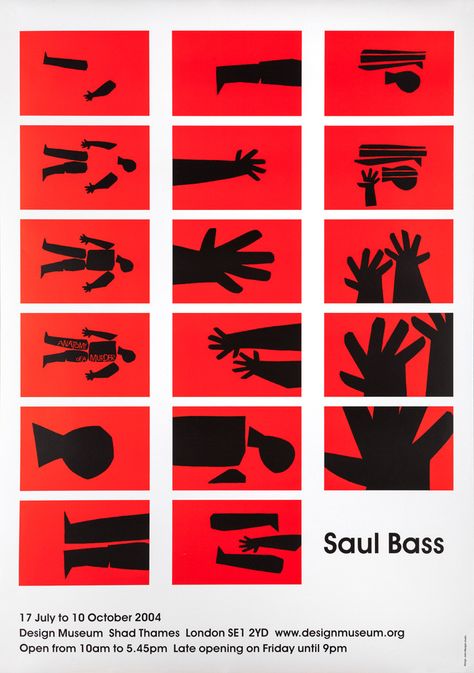 Saul Bass Posters, Poster Graphic Design, Film Poster Design, Art Exhibition Posters, Martin Scorsese, Stanley Kubrick, Alfred Hitchcock, Modern Poster, Design Museum