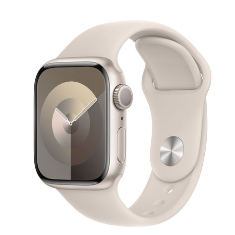 Refurbished Apple Watch Series 9 GPS, 41mm Starlight Aluminum Case with S/M Starlight Sport Band Apple Cream, Apple Watch Bands Sports, Apple Band, Apple Watch Sport, Bracelet Apple Watch, New Apple Watch, Sport Armband, Buy Apple, Apple Watch Strap