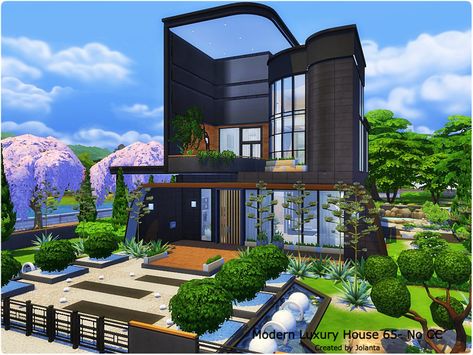 Sims 4 Small Luxury House, Homes Sims 4, Modern Ranch Style Homes, Ts4 Lots, Modern Luxury House, Sims 4 Modern House, Sims 4 Cc Furniture Living Rooms, Architecture Reference, Lotes The Sims 4