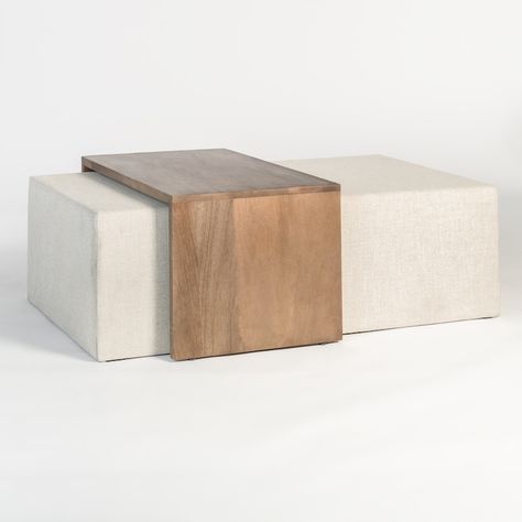 AT9706-SLL-Main Tweed Furniture, Linen Ottoman, Ottoman Coffee, Cocktail Ottoman, Ottoman Coffee Table, Soft Seating, Linen Upholstery, Ottoman Table, Wood Accents