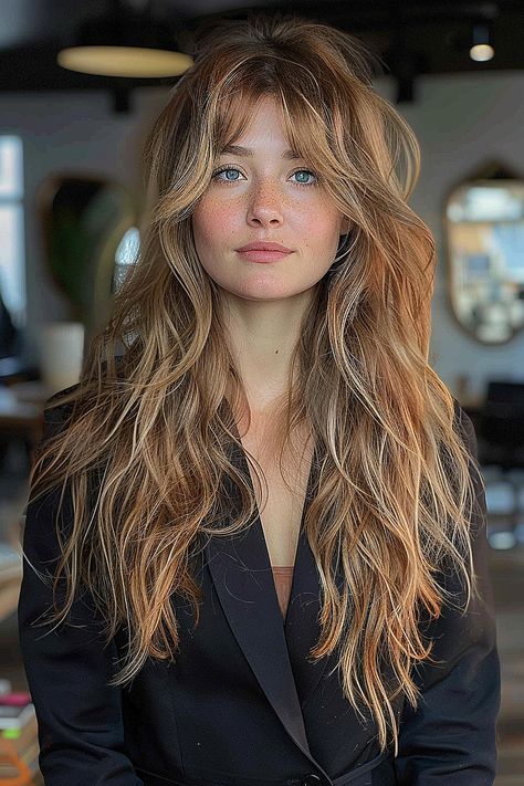 The Most Stylish Long Shag Haircuts of 2024 Long Shag Hairstyles, Shaggy Long Hair, Long Shag Haircut, Long Shag, Thick Wavy Hair, Shag Haircuts, Mode Hippie, Wavy Haircuts, Shag Hairstyles