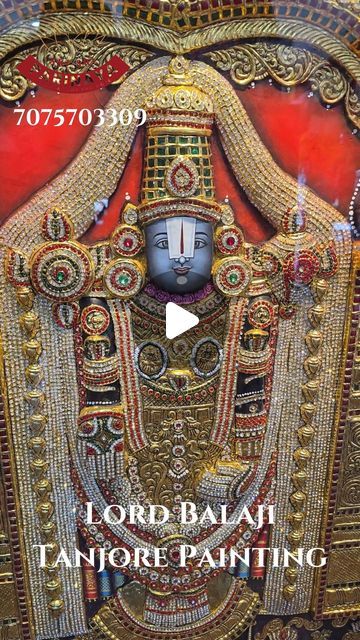 Thanjavur Painting, Hindu India, Lord Venkateswara, Tanjore Paintings, Sri Sri, Red Stones, Authenticity Certificate, Tanjore Painting, Green Stones