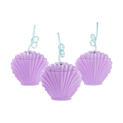 Arrives by Fri, Feb 17 Buy Seashell Molded Cup With Looped Straw - Party Supplies - 6 Pieces at Walmart.com Mermaid Birthday Party Kids Table, Mermaid Birthday Party Favors For Kids, Mermaid Theme Party Favors, Mermaid Punch For Kids, Lil Mermaid Birthday Party Ideas, Mermaid Toddler Birthday Party, Mermaid Sleepover Party, Shellebrate Party, Ariel The Little Mermaid Birthday Party