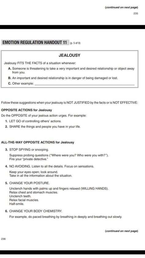 Jealousy Worksheets, Healing Jealousy, Psychology Tools, Group Therapy Activities, Emotion Regulation, Psychology Notes, Dbt Skills, Cognitive Therapy, Psychology Degree