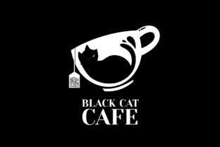 Illustrator Logo Ideas, Cat Cafe Branding, Cafe Logo Design Creative, Cat Logo Design Ideas, Coffee Logo Design Ideas, Tea Graphic Design, Cat Cafe Logo, Logo Design Cafe, Cute Cat Logo