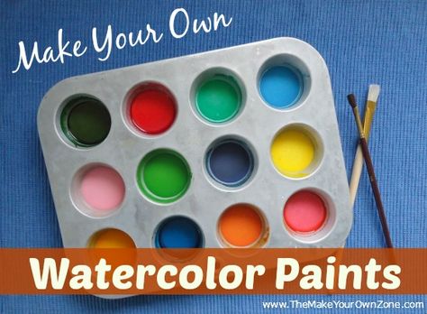 Learn how to make your own watercolor paint set with supplies from your kitchen - easy and fun for both kids and adults! Homemade Watercolors, Homemade Face Paints, Homemade Paint, Homemade Art, Kids Watercolor, Watercolor Paint Set, Diy Watercolor Painting, Face Painting Designs, Diy Watercolor