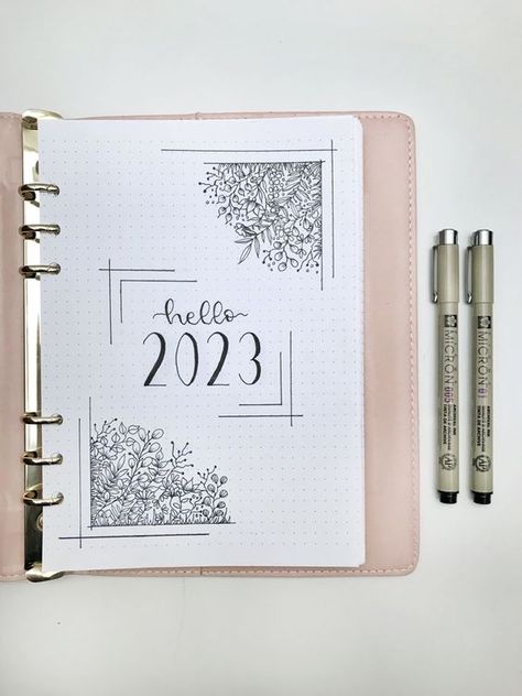 2023 Diary Cover Ideas, Drawing Book Cover Page Ideas Easy, New Year Diary Ideas 2023, Bujo 2023 Cover Page Aesthetic, 2024 Cover Page Ideas, 2023 Bujo Cover Ideas, Journal Aesthetic Cover Page, 2023 Scrapbook Cover Ideas, 2023 Notebook Ideas