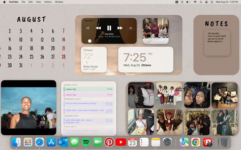 Macbook desktop setup Organisation, Interactive Macbook Wallpaper, Mac Desktop Inspiration, Macbook Desktop Wallpaper Aesthetic Widgets, Imac Screen Wallpaper, Aesthetic Macbook Desktop Layout, Mac 13 Inch Wallpaper Aesthetic, Laptop Customization Ideas Wallpaper, Macbook Setup Ideas