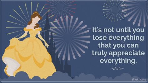 "It's not until you lose everything that you can truly appreciate everything." #Disneyprincess inspirational #quote #Belle #BeautyandtheBeast Quotes From Tangled, Princess Sayings, Rapunzel Quote, Wallpaper Rapunzel, Belle Quotes, Bd Gift, Tangled Quotes, Deco Disney, Tiana Disney