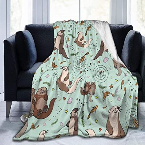 Sea Otters Fleece Blanket Cozy Thermal Fleece Blanket Non Shedding Premium Flannel Fleece Throw Blanket Luxury Couch Throw Blanket for Bed Couch Car Luxury Couch, Otter Gifts, Cute Otter, Green Throw Blanket, Sea Otters, Couch Throw Blanket, Couch Blanket, Bed Couch, Lap Blanket