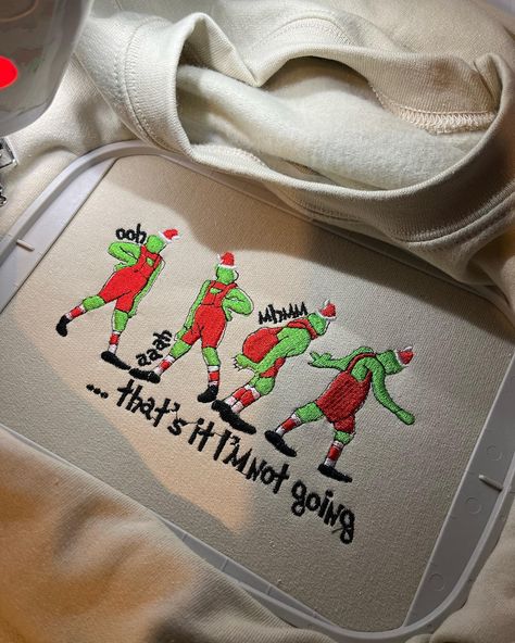 That’s it! I’m not going! #grinch #christmas #xmas #embroidery #love #winter #cold #sweats #fyp #xmasmovies 🎅 That's It I'm Not Going Grinch, Christmas Embroidery Sweatshirts, Embroidery Sweatshirt Ideas, Chris Hemsworth Wife, Grinch Embroidery, Christmas Embroidery Ideas, Xmas Embroidery, Machine Embroidery Christmas, Xmas Sweaters