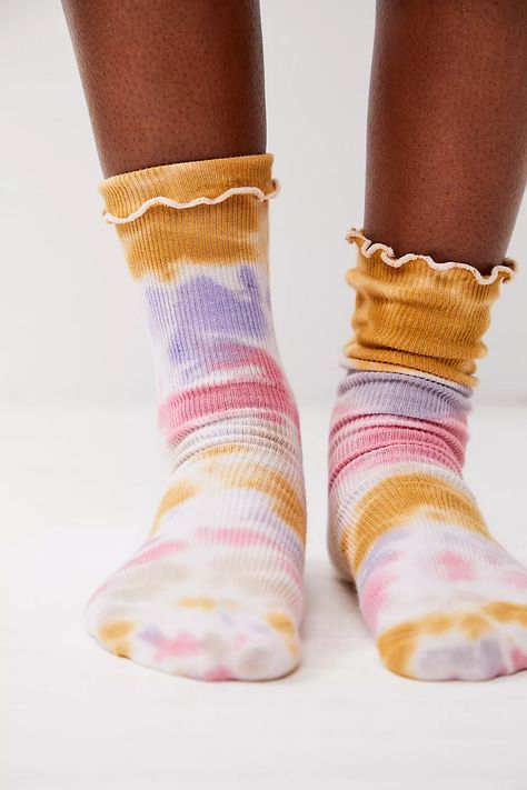 By My Grace Scallop Cut Socks | Free People Pilates Socks, Tie Dye Socks, Job Ideas, Personal Style Inspiration, Colorful Socks, Tie Shoes, Cool Socks, Tie Dye Print, Wisteria