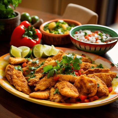 Zesty Mexican Fried Fish Mexican Fries, Mexican Fish, Fish Bites, Mexican Spices, Spicy Dishes, Fresh Salsa, Fish Fillet, Nothing More, Refried Beans