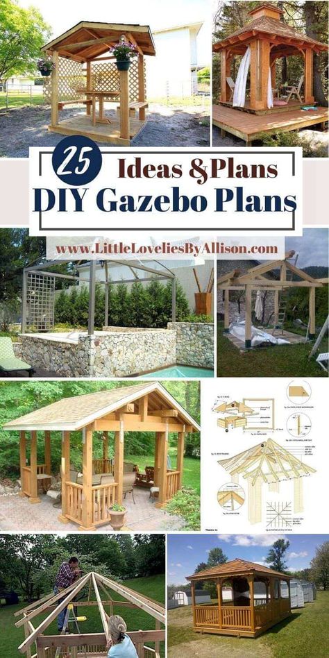 Small Gazebo Ideas Backyard Cheap, Wood Gazebo On Deck, Diy Small Gazebo, Homemade Gazebo Ideas Backyards, Diy Wood Gazebo How To Build, Building A Gazebo Diy, Outdoor Gazebos Diy, Patio Gazebo Diy, Diy Screened Gazebo