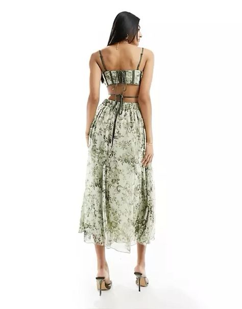 Aesthetic summer asos dress available for sale NOW -  #Aesthetic #ASOS #Dress #sale #Summer Printed Linen Pants, Goth Outfit Inspo, Holiday Outfits Summer, Salsa Dress, Midi Skater Dress, Dress Aesthetic, Asos Dress, Vintage Floral Print, Green Vintage