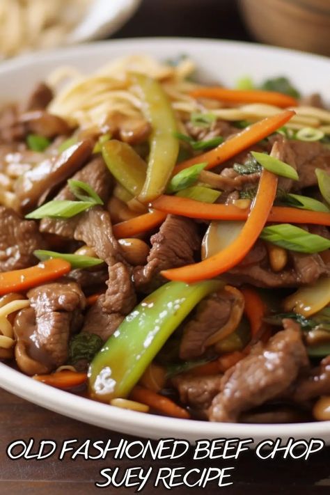 Bring the flavors of your grandmother's kitchen into your home with this easy-to-follow old-fashioned beef chop suey recipe. Learn how to recreate this Chinese specialty dish with these simple steps. Chop Sewy Recipe, Beef Chop Suey Recipe Chinese, Beef Chop Suey Recipe, Chop Suey Recipe Chinese, Breakfast Pic, Pork Chop Suey, Chopsuey Recipe, Chop Suey Recipe, American Chop Suey