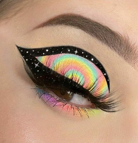 Trippy Makeup, Trippy Eye, Pride Makeup, Graphic Makeup, Makeup Stuff, Eye Look, Fantasy Costumes, How To Apply Makeup, Colorful Makeup