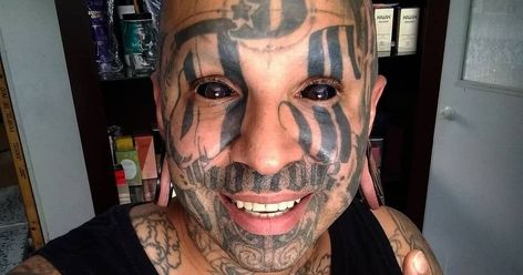 Tattooed Eyeballs, Head Tattoo Men, Brutal Tattoo, Cool Face Tattoos, Bald Head Tattoo, Tattooed Guys, Split Tongue, Tattooed Man, Eyeball Tattoo