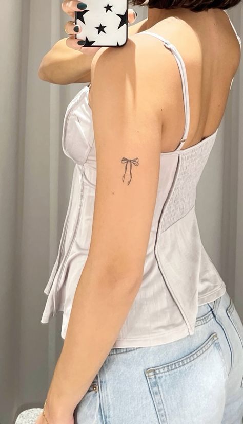 Trio Tattoo Ideas Minimalist, Lover Back Tattoo, Cute Mermaid Tattoo, Lover Girl Tattoo, Aesthetic Tattoos Women, Ocean Lover Tattoo, Small Back Of Arm Tattoo, Small Arm Tattoos For Women, Coastal Tattoos