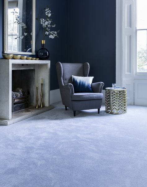 Grey carpets and blue walls Blue Carpet Bedroom, Neutrals Palette, Grey Carpet Bedroom, Textured Carpet, Red Carpet Runner, Hallway Carpet Runners, Monochrome Palette, Carpet Trends, Buying Carpet