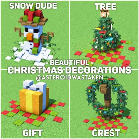 Winter Build Minecraft, Aesthetic Minecraft Christmas Builds, Christmas Ideas Minecraft, Christmas In Minecraft, Christmas Minecraft Decorations, Holiday Minecraft Builds, Minecraft Xmas Builds, Christmas Decor Minecraft, Christmas Decor Ideas Minecraft