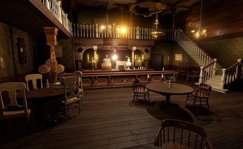 Western Saloon Concept Art, Saloon Aesthetic, Saloon Interiors, Country Couches, Wild West Saloon, Old West Saloon, Old Western Towns, Old West Town, Western Saloon