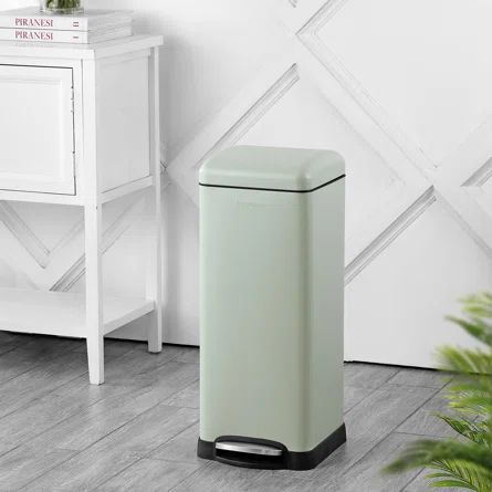 happimess Betty Retro Steel 7.9 Gallon Step On Trash Can | Wayfair Kitchen Trash Cans, Craft Rooms, Home Offices, Recycle Trash, Garbage Can, Store Organization, Laundry Rooms, Cabinets Organization, Bathroom Storage