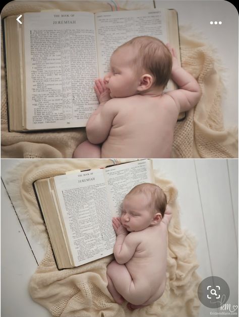 Bible Newborn Pictures, Newborn Photography With Books, Newborn Bible Photography, Newborn Photos With Books, Bible Maternity Pictures, Christian Newborn Photos, New Born Baby Boy Photoshooting, Newborn Photography Boy Poses, Preemie Photoshoot