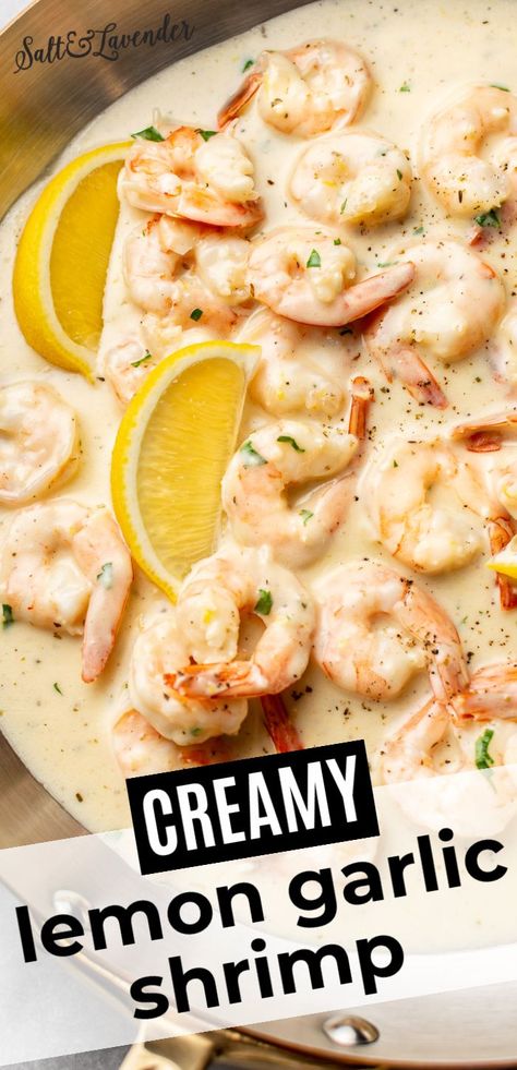 Creamy Garlic Butter Shrimp Pasta, Shrimp With White Sauce, Creamy Garlic Lemon Shrimp Pasta, Lemon Garlic Sauce For Shrimp, Shrimp Scampi Cream Sauce, White Sauce For Seafood, Garlic Scampi Sauce, Creamy Shrimp With Rice, Shrimp Sour Cream Recipe