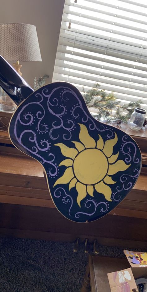 Painted Guitar Acoustic, Hand Painted Guitar, Painted Guitar, Guitar Acoustic, Guitar Painting, Ukulele, Acoustic Guitar, Piano, Guitar