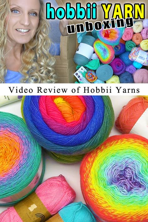 Unboxing and Yarn Review of Hobbii Yarn by Donna Wolfe from Naztazia r#naztazia #hobbii #yarn #yarns #review #unboxing #unbox #crochet #knitting #crocheted #crocheting #knit #knits #howto #tutorial #videotutorial #diy #artsandcrafts #artandcraft #crafts #craft #doityourself #diycrafts #diycraft #fiberart #fiberarts #yarncraft #yarncrafts #hobbi #hobii #hobi Hobbii Yarn Patterns, Hobbii Yarn, Crochet Hook Holder, Tropical Art Deco, Baby Unicorn, Crochet Clothing, Yarn Bowl, Finger Painting, Crochet Knitting