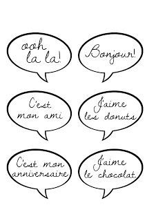 French speech balloons for photo booth - Free printable (Print/enlarge to A3) French Frases, French Cafe Decor, French Themed Birthday, French Themed Parties, Paris Birthday Theme, French Party, Parisian Party, Speech Balloon, Paris Birthday Parties