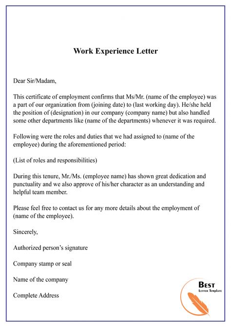 10+ Free Experience Letter Sample & Example Work Experience Letter, Motivation Letter For Job, Trust Me Quotes, Experience Letter, Application Letter Template, Letter Writing Examples, Motivational Letter, Last Day At Work, Letter Template Word