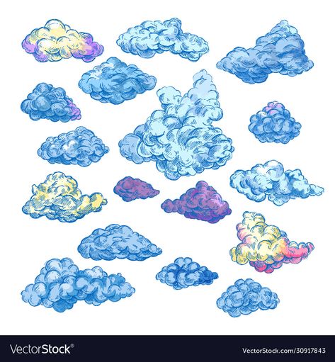 Nature, Clouds Sketch, Hatching Art, Sketch Cloud, Hatch Art, Icons Hand Drawn, Doodle Diary, Art Vector Illustration, Stormy Blue