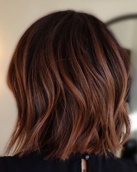 Hairstyles For Short Hair Brunette, Short Hair Brunette Balayage, Copper Balayage Hair, Balayage Brunette Short, Short Hair Brunette, Copper Balayage Brunette, Balayage Hair Ideas, Balayage Hair Copper, Copper Brown Hair