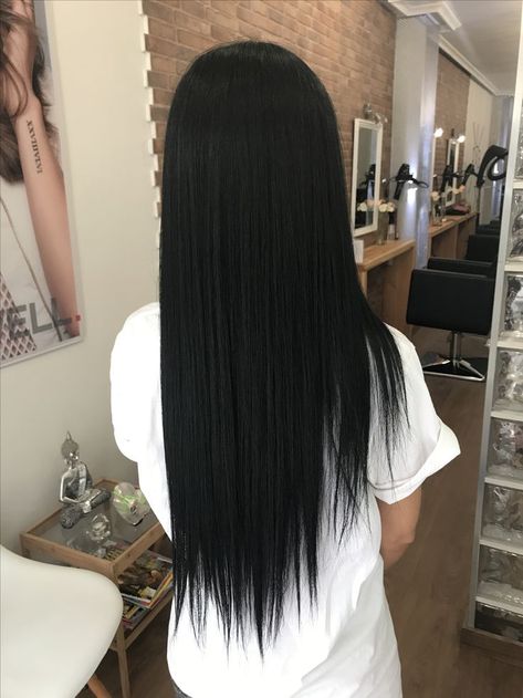 Straight Hair Back View, Black Hair Types, Pin Straight Hair, Black Hair Aesthetic, Cortes De Cabello, Straight Black Hair, Black Hair Dye, Jet Black Hair, Black Hair Extensions