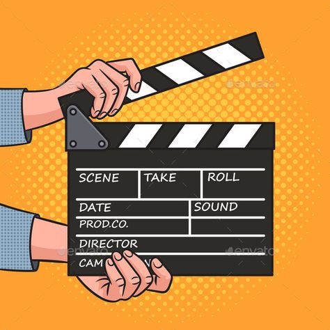 Movie Clapperboard Pop Art Vector Illustration Filmmaker Illustration, Cinema Art Illustration, Clapperboard Illustration, Movie Theater Illustration, Actor Illustration, Cinema Illustration, Theatre Illustration, Movie Illustration, Pop Art Vector