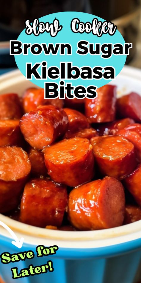 Slow Cooker Brown Sugar Kielbasa Bites Crockpot Kalbasa Recipes, Kabasa Sausage Appetizer, Kielbasa Snack Recipes, Simple Kielbasa Recipes, Kabasa Recipes Crockpot, Crockpot Kielbasa Bites, Brown Sugar Kielbasa Crockpot, Kielbasa Bites Crockpot, Bbq Kielbasa Crockpot