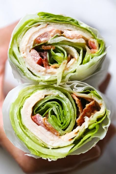 Lettuce Wrap Sandwich, Chicken Club Lettuce Wraps, Asian Chicken Lettuce Wraps, Chicken Lettuce Wraps Recipe, Taco Lettuce Wraps, Hummus Wrap, Easy Low Carb Meals, Chicken Club, Healthy Diet Food