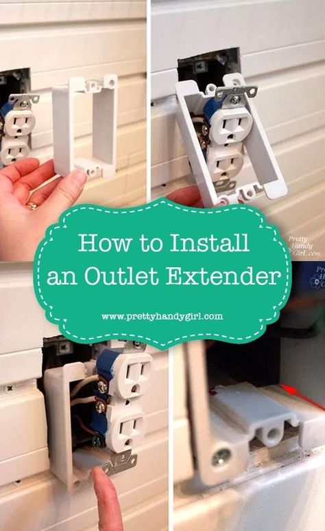 Check out this easy to follow tutorial from Pretty Handy Girl on how to install an outlet extender! | Electrical DIY | Outlet DIY | #prettyhandygirl Craftsman Moulding, Electrical Ideas, Diy Tiles, Electric Outlets, House Repair, Home Electrical Wiring, Outlet Extender, Diy Electrical, Electrical Projects