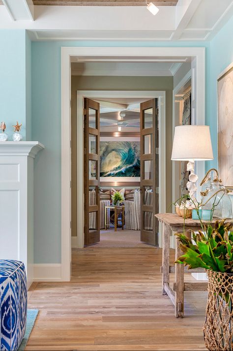 House Of Turquoise, Dream Beach Houses, Blue Walls, Florida Home, St Paul, White Trim, Bedroom Colors, Coastal Living, Sherwin Williams