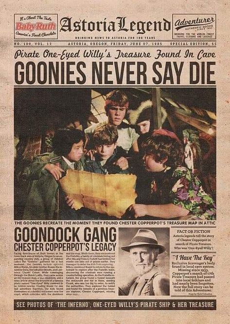 Goonies Birthday, Goonies Art, Goonies Party, Los Goonies, Les Goonies, Goonies Movie, Man With Tattoos, Goonies 1985, Goonies Never Say Die