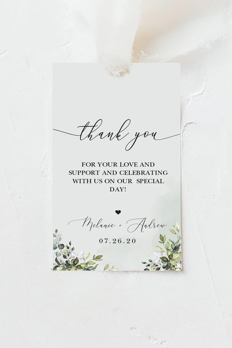 Thank You Cards For Engagement Party, Thank You Card Design For Wedding, Thank You Engagement Cards, Thank You Card Engagement, Thank You Card Souvenir, Thank You Cards Wedding Gifts, Wedding Tags Ideas Free Printable, Thank You Wedding Tags, Thank You Tag Wedding